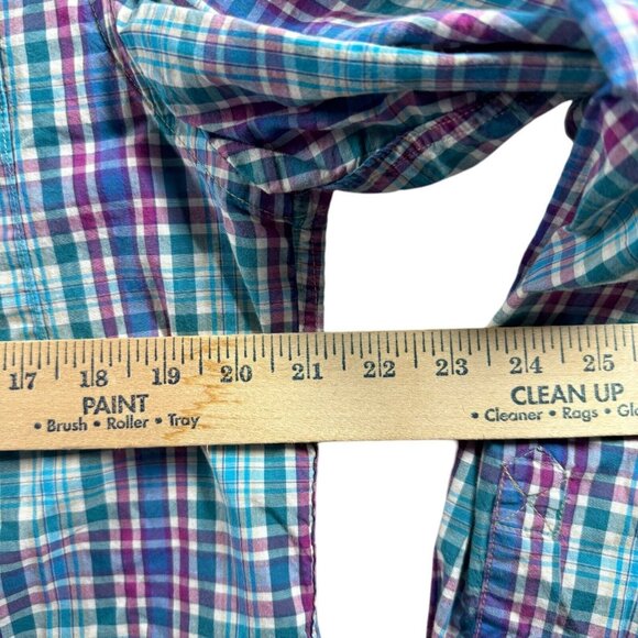 Jachs MFG. Shirt Adult XL Blue Purple White Plaid Flannel Heritage Button Down - Picture 4 of 9